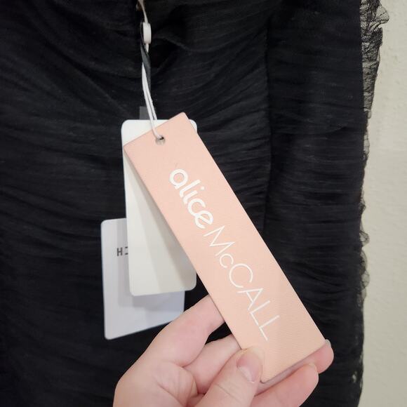 Alice McCall Goodvibes Tulle Tie Off Shoulder Fitted Mini Dress Black Size US 8 - Picture 13 of 15